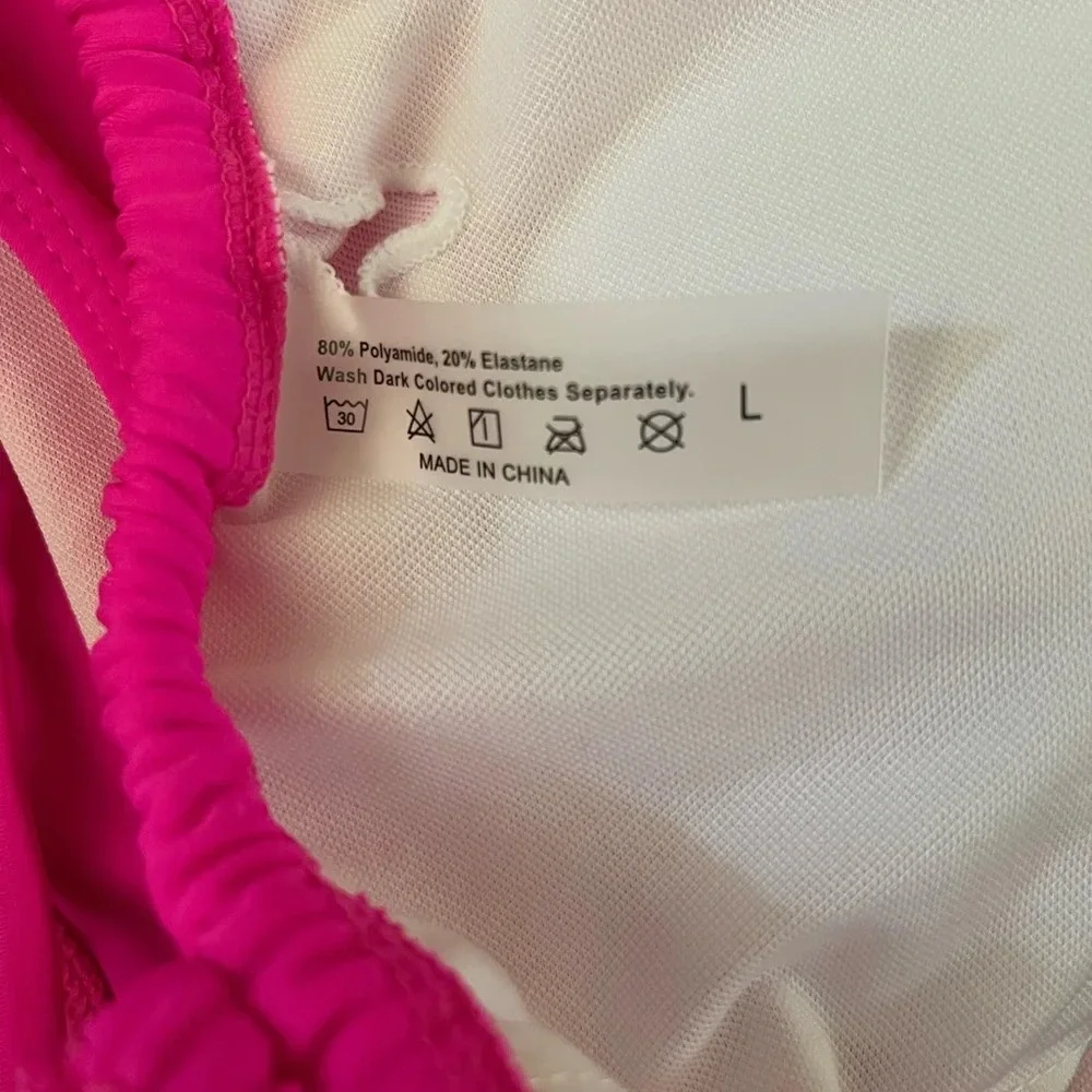 Women’s hot pink one piece side tie bathing suit~ Size Large - Picture 3 of 3